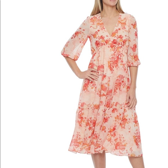 melonie Dresses Nwt Melonie T 34 Sleeve Floral Midi Fit Flare Dress
